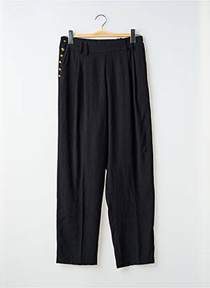 Pantalon droit tissage crêpe taille haute noir SWEEWË femme