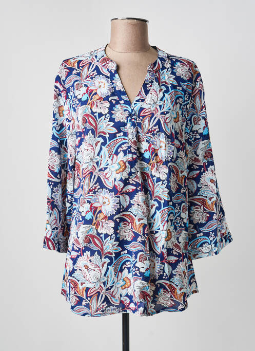 Tunique manches longues tissage crêpe bleu WORLD FASHION femme