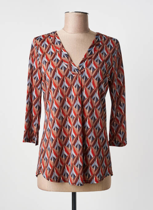 Top coupe cintrée manches 3/4 marron RENATTO BENE femme