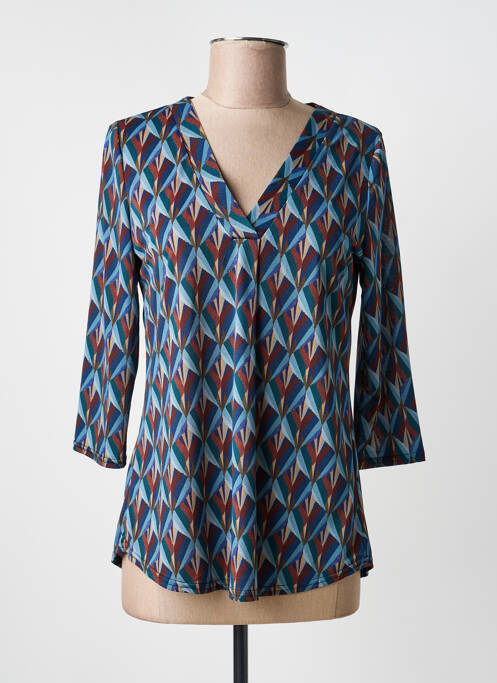 Top coupe cintrée manches 3/4 bleu RENATTO BENE femme
