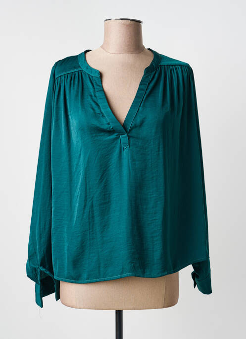 Blouse poignets boutonnés avec fente manches longues vert INSPIRATION STUDIO femme