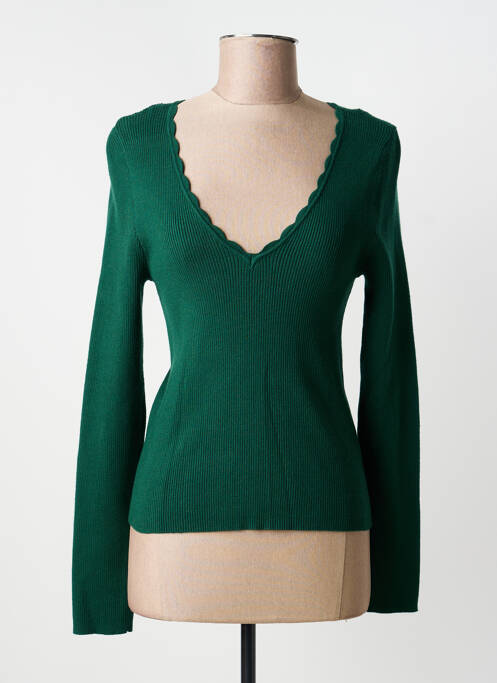 Pull col v manches longues vert MAJOLICA femme