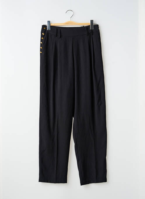 Pantalon droit tissage crêpe taille haute noir SWEEWË femme