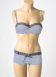 Maillot de bain 2 pièces stretch haut soutien-gorge moulé blanc NEUFRED femme