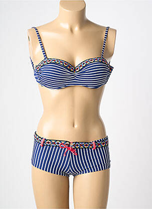 Maillot de bain 2 pièces stretch haut soutien-gorge moulé bleu NEUFRED femme