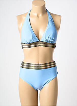 Maillot de bain 2 pièces stretch haut triangles bleu MERMAID femme