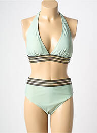Maillot de bain 2 pièces stretch haut triangles vert MERMAID femme