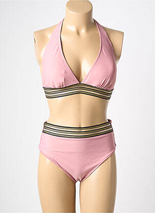 Maillot de bain 2 pièces stretch haut triangles rose MERMAID femme