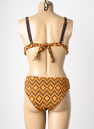 Maillot de bain 2 pièces stretch haut triangles jaune HIBIKINI femme