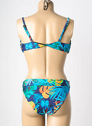 Maillot de bain 2 pièces stretch haut soutien-gorge moulé bleu HIBIKINI femme