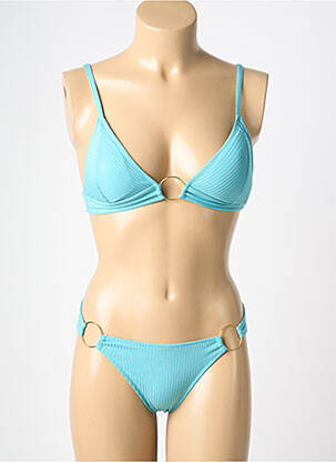 Maillot de bain 2 pièces stretch haut triangles bleu HIBIKINI femme