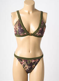Maillot de bain 2 pièces stretch haut triangles vert VERY ZEN femme