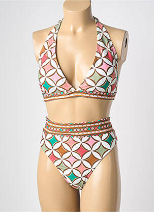 Maillot de bain 2 pièces stretch haut triangles rose LAGON BLEU femme