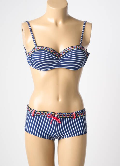 Maillot de bain 2 pièces stretch haut soutien-gorge moulé bleu NEUFRED femme