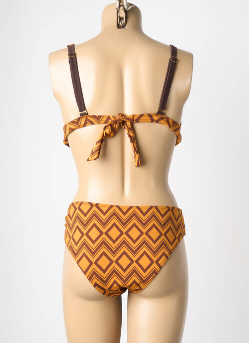 Maillot de bain 2 pièces stretch haut triangles jaune HIBIKINI femme
