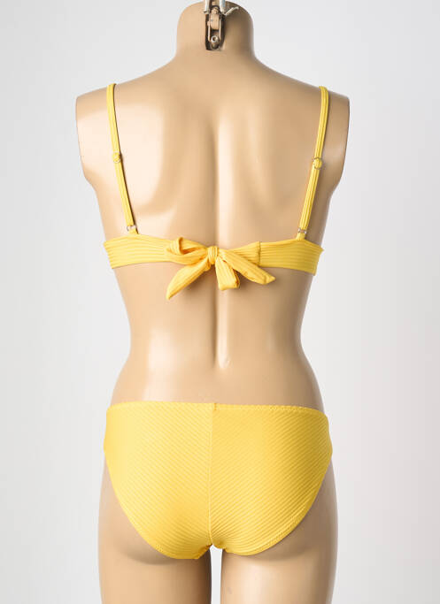Maillot de bain 2 pièces stretch haut triangles jaune HIBIKINI femme
