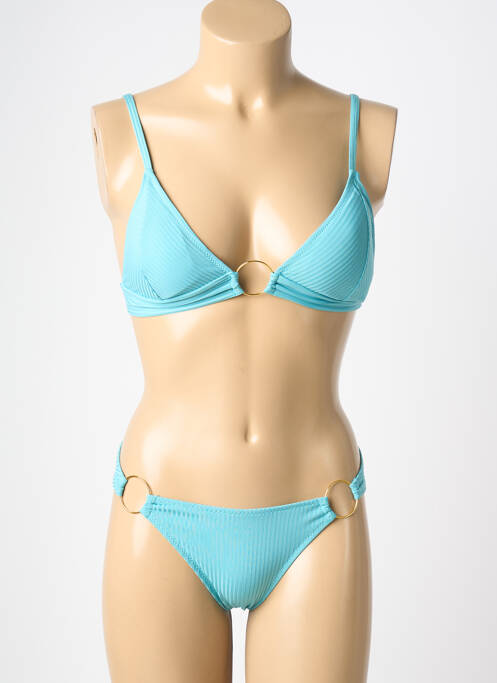 Maillot de bain 2 pièces stretch haut triangles bleu HIBIKINI femme