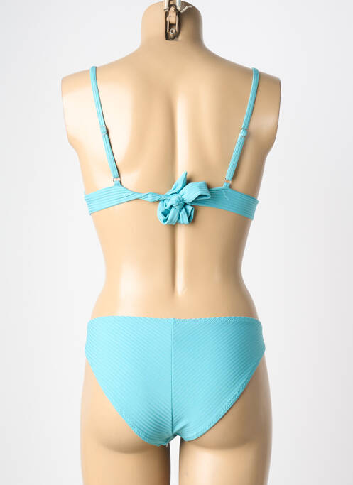 Maillot de bain 2 pièces stretch haut triangles bleu HIBIKINI femme