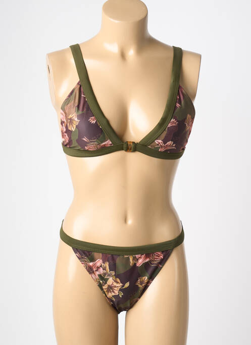 Maillot de bain 2 pièces stretch haut triangles vert VERY ZEN femme
