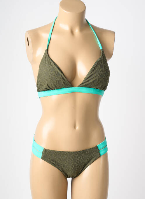 Maillot de bain 2 pièces stretch haut triangles vert RAE femme