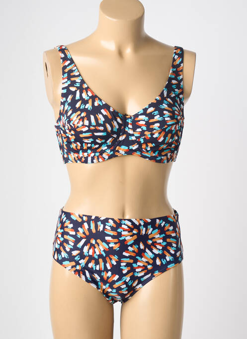 Maillot de bain 2 pièces stretch haut soutien-gorge emboitant bleu LAGON BLEU femme