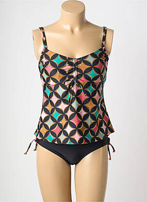 Tankini imprimé fantaisie noir LAGON BLEU femme