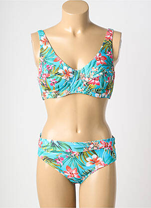 Maillot de bain 2 pièces stretch haut soutien-gorge emboitant bleu LAGON BLEU femme