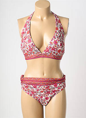 Maillot de bain 2 pièces stretch haut soutien-gorge moulé rose LAGON BLEU femme