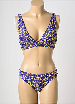 Maillot de bain 2 pièces stretch haut triangles bleu VIOLETTA femme