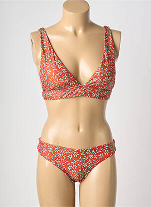 Maillot de bain 2 pièces stretch haut triangles orange VIOLETTA femme