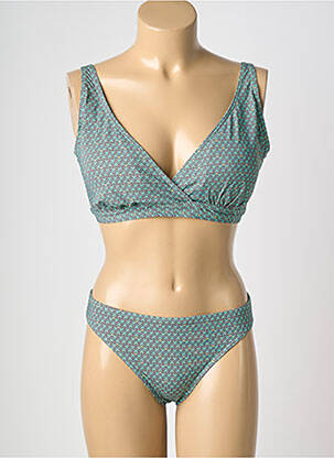 Maillot de bain 2 pièces stretch haut soutien-gorge moulé vert LAGON BLEU femme