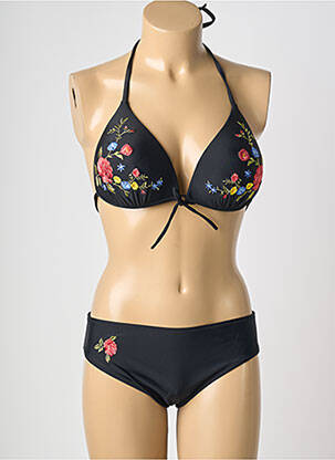 Maillot de bain 2 pièces stretch haut soutien-gorge push-up noir VERY ZEN femme