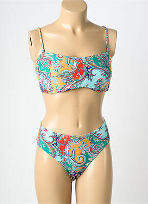 Maillot de bain 2 pièces stretch haut soutien-gorge moulé vert MERMAID femme