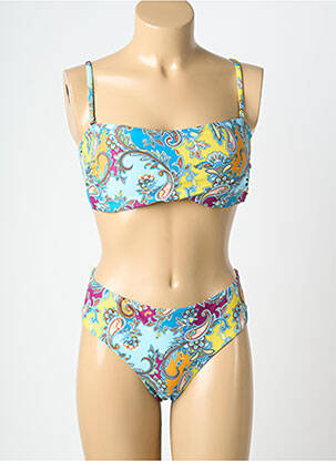 Maillot de bain 2 pièces stretch haut soutien-gorge moulé bleu MERMAID femme