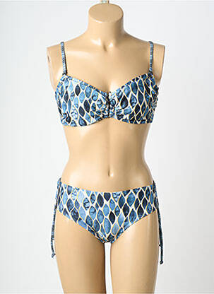 Maillot de bain 2 pièces stretch haut soutien-gorge emboitant bleu LAGON BLEU femme
