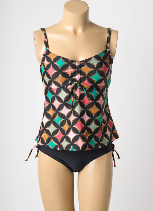 Tankini imprimé fantaisie noir LAGON BLEU femme