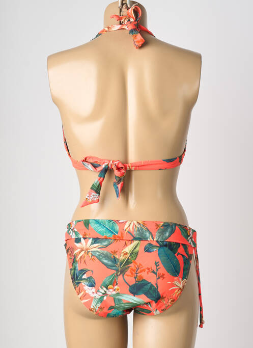 Maillot de bain 2 pièces stretch haut soutien-gorge moulé orange LAGON BLEU femme