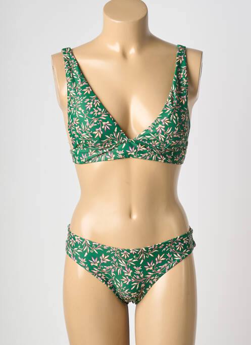 Maillot de bain 2 pièces stretch haut triangles vert VIOLETTA femme