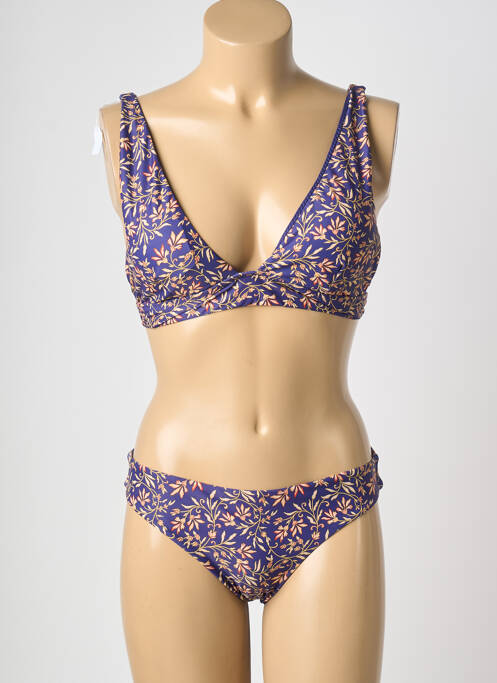 Maillot de bain 2 pièces stretch haut triangles bleu VIOLETTA femme