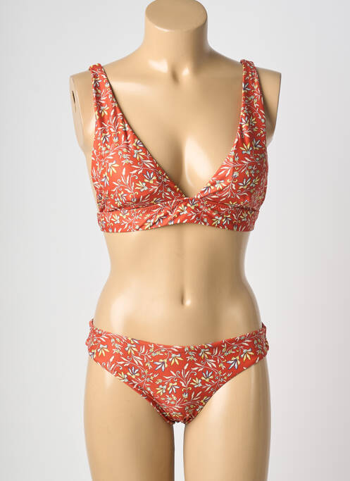 Maillot de bain 2 pièces stretch haut triangles orange VIOLETTA femme