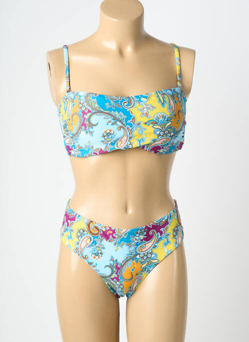 Maillot de bain 2 pièces stretch haut soutien-gorge moulé bleu MERMAID femme