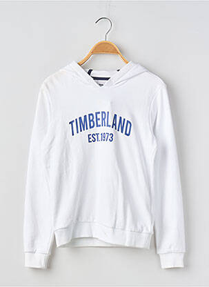 Sweat-shirt à capuche col rond manches longues blanc TIMBERLAND garçon