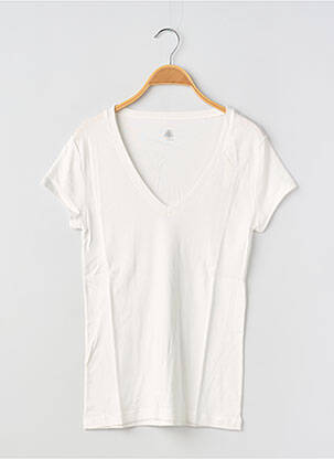 T-shirt col v manches courtes blanc PETIT BATEAU femme