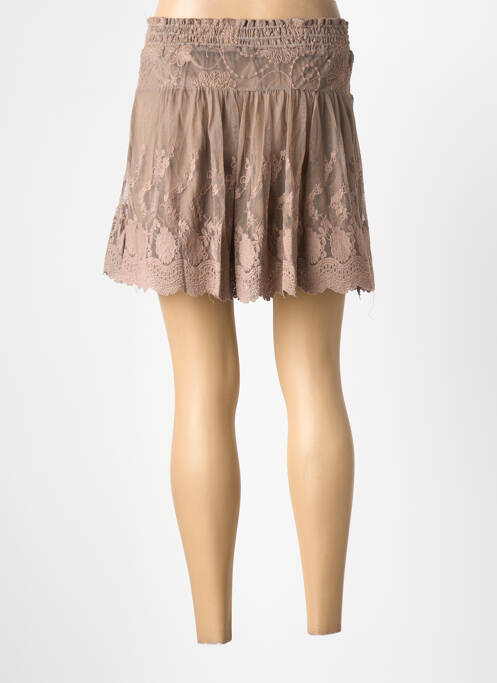 Jupe courte taille élastique marron AN' GE femme