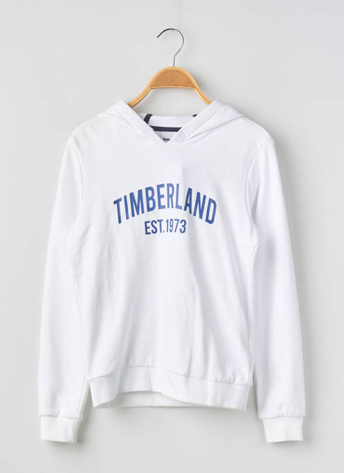 Sweat-shirt à capuche col rond manches longues blanc TIMBERLAND garcon