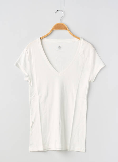 T-shirt col v manches courtes blanc PETIT BATEAU femme
