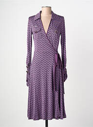 Robe mi-longue imprimé fantaisie manches longues violet GUESS femme