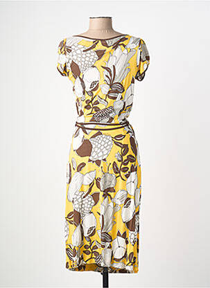 Robe mi-longue imprimé fantaisie manches courtes jaune MISS SIXTY femme