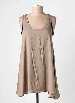 Tunique sans manche col rond beige ANGE femme