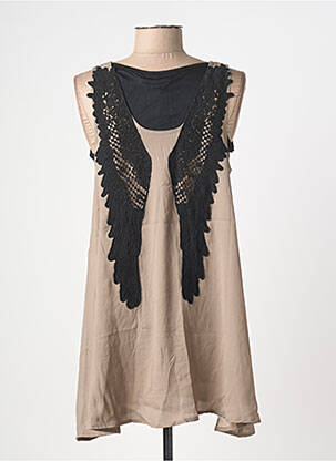 Tunique sans manche col rond beige ANGE femme